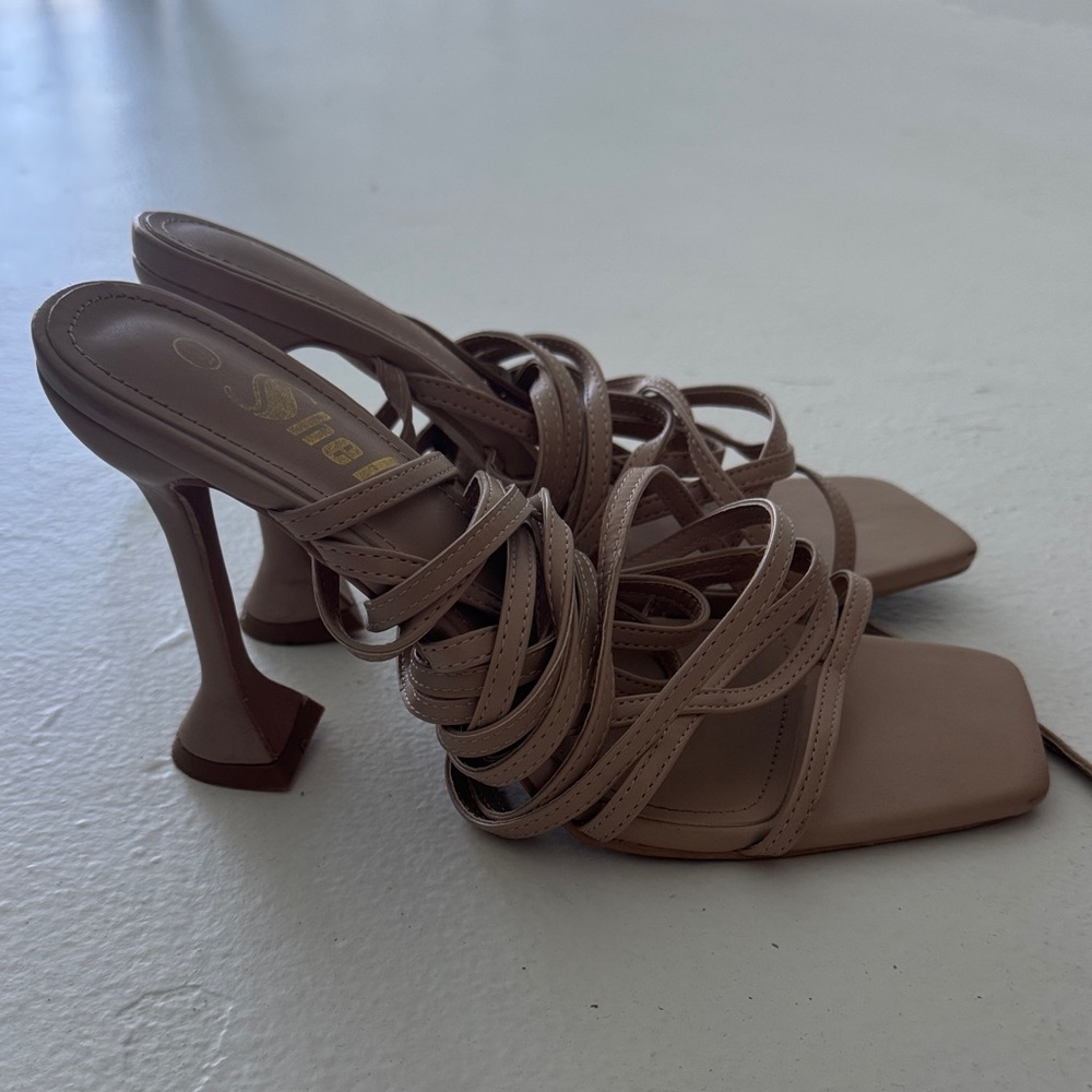 SHEIN Tan Strappy Heels